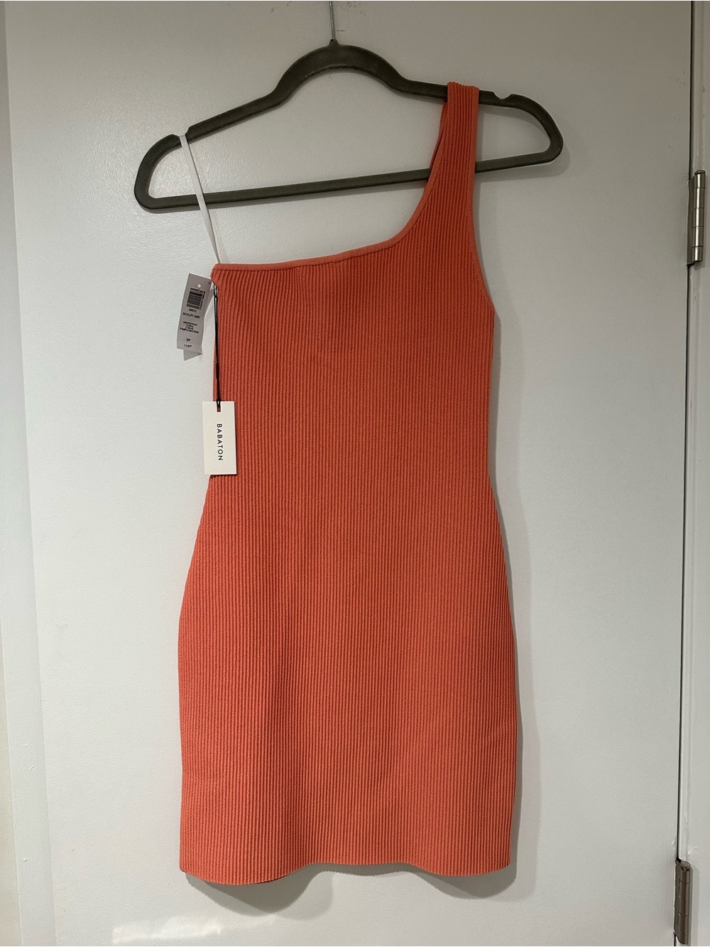 Babaton One-Shoulder Ribbed Mini Dress